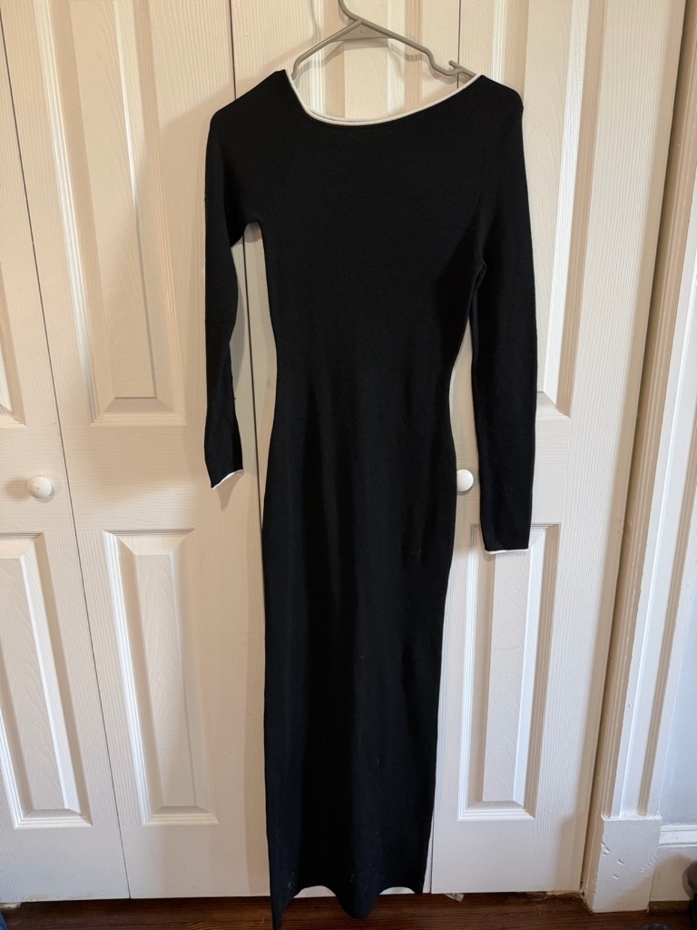 SNDYS Knit Long Sleeve SweaterMaxi Dress Black/White Size Medium NWT